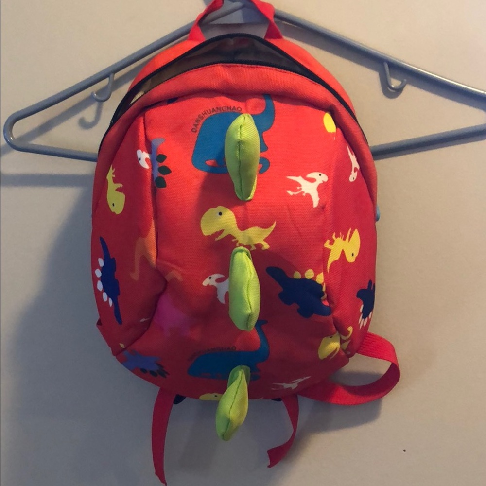 Toddler dinosaur backpack with leash hook